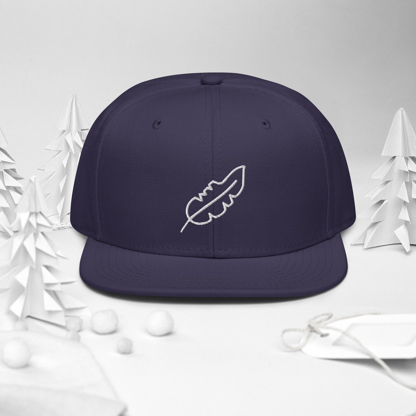Feather Snapback Hat (White)