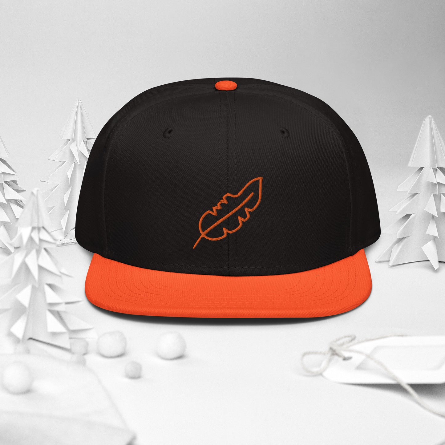 Feather Snapback Hat (Orange)
