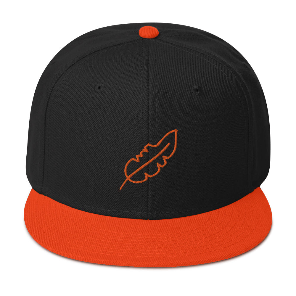 Feather Snapback Hat (Orange)
