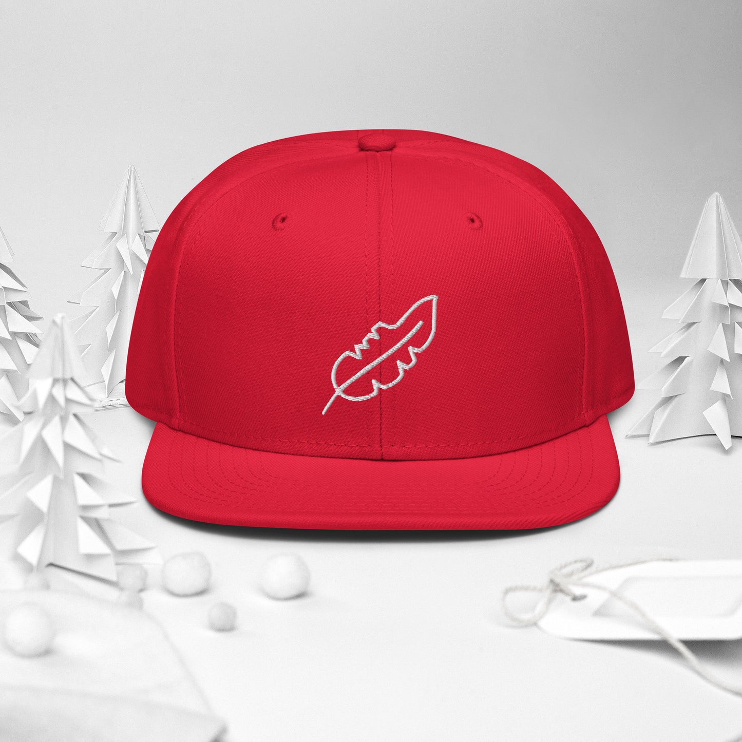 Feather Snapback Hat (White)