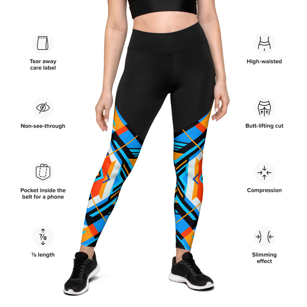 Aztec Blue 2 Sports Leggings
