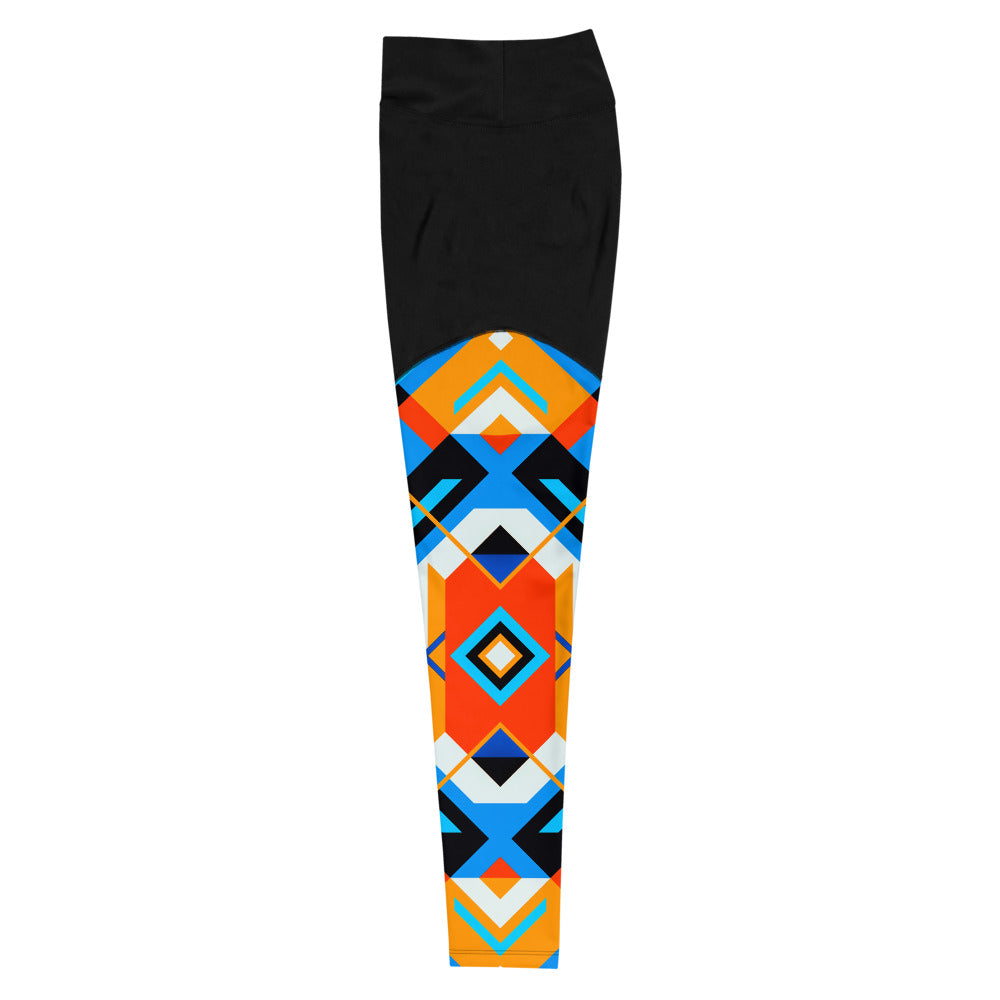 Aztec Blue 2 Sports Leggings