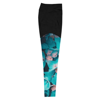 Teal Floral Sports Leggings
