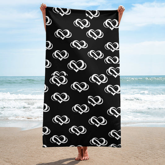 Poly Love Black  Beach Towel