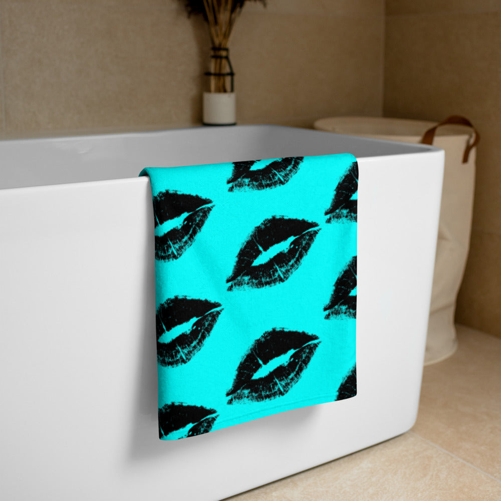 Kiss Me Blue 2 beach towel